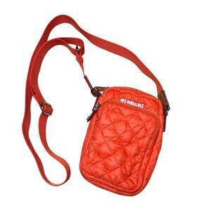 MZ Wallace Mini Metro Orange Quilted Crossbody Bag with Adjustable Strap